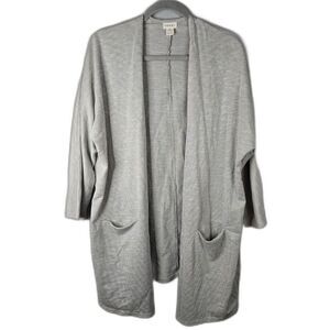 Donni x Anthropologie Women's Gray Ribbed Striped Cardigan Size OSFA